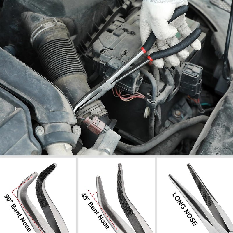 Mayouko 6PCS Extra Long Reach Pliers Set, 11" Straight, 45 and 90 Bent Nose, 5/16", 1/2" and 3/4" Circle Nose Pliers - Image 5
